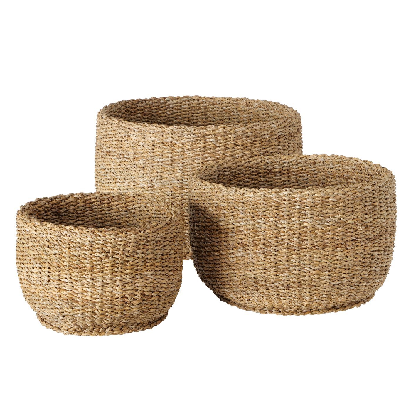 3er Set Korb Sophy aus Seegras, natur Ø30-45 x H20-30 cm