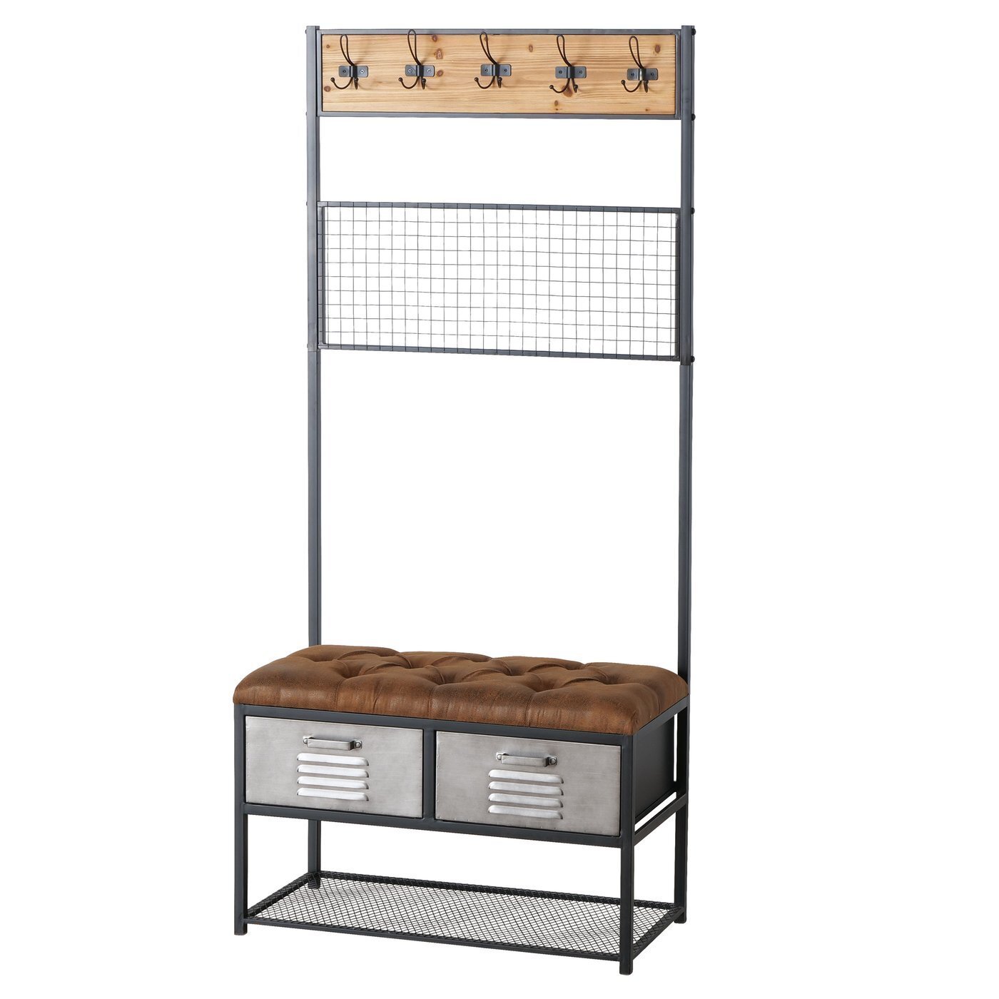 Bank mit Garderobe Hariba im Industrial Stil | Boltze