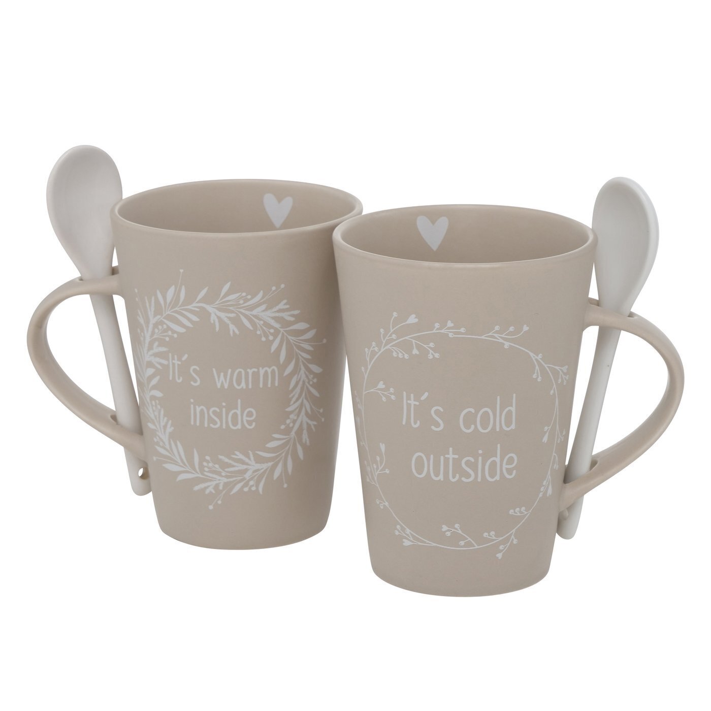 Becher Berry mit Löffel 2er Set, beige 
