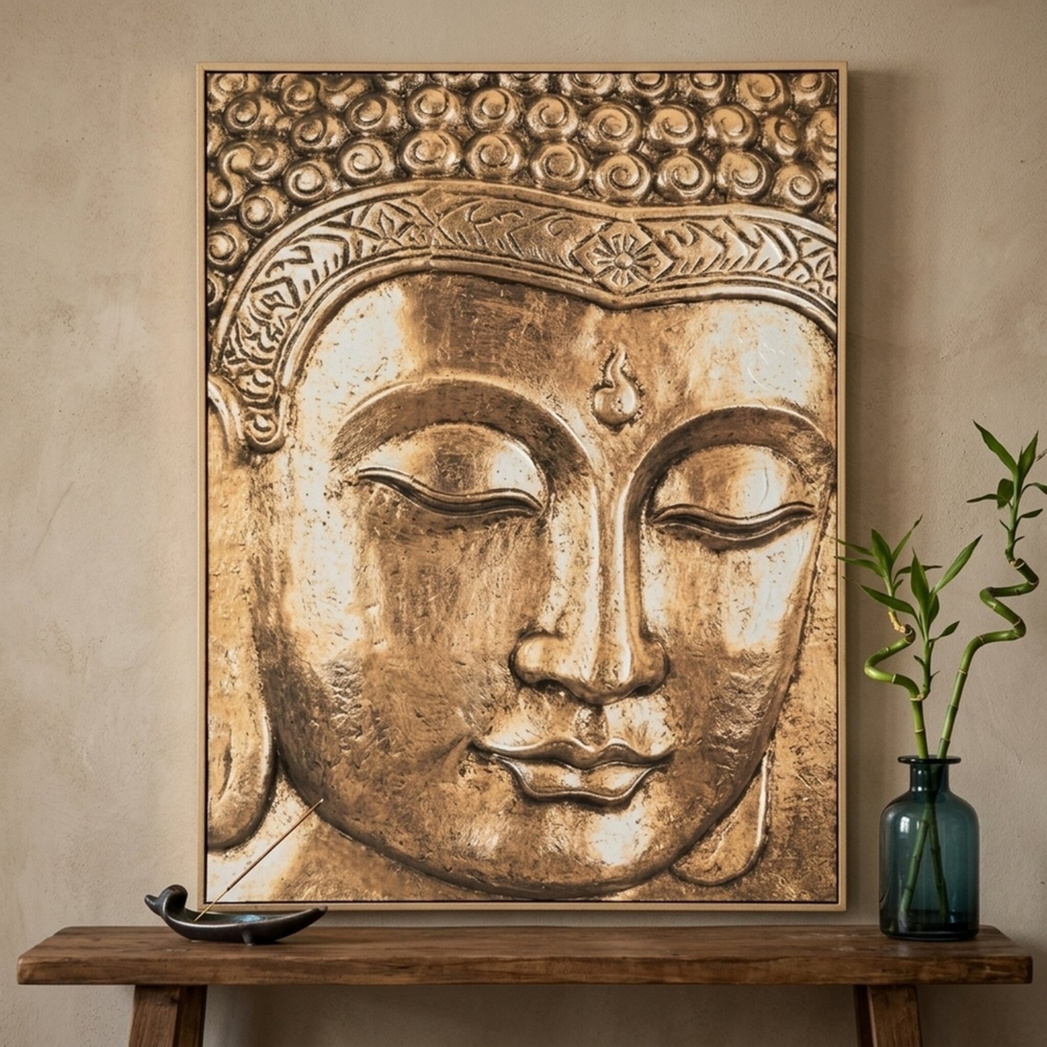 Boltze Wandbild Karuna Buddha Champagner, champagner 