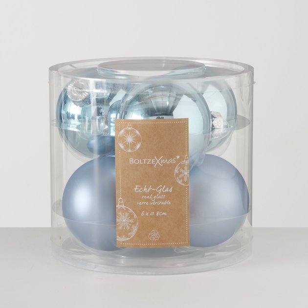 Weihnachtskugeln Ø 8 cm, 6 tlg, hellblau 
