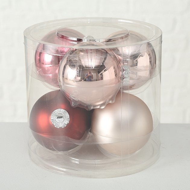 Weihnachtskugeln Ø 8 cm, 6 tlg, rose 