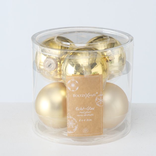 Weihnachtskugeln Ø 8 cm, 6 tlg, gold 