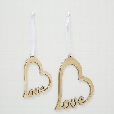 Dekoanhänger Love 2er Set, gold 