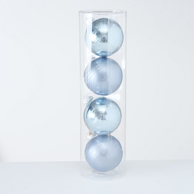 Große Weihnachtskugeln Ø 10 cm, 4 tlg, hellblau 
