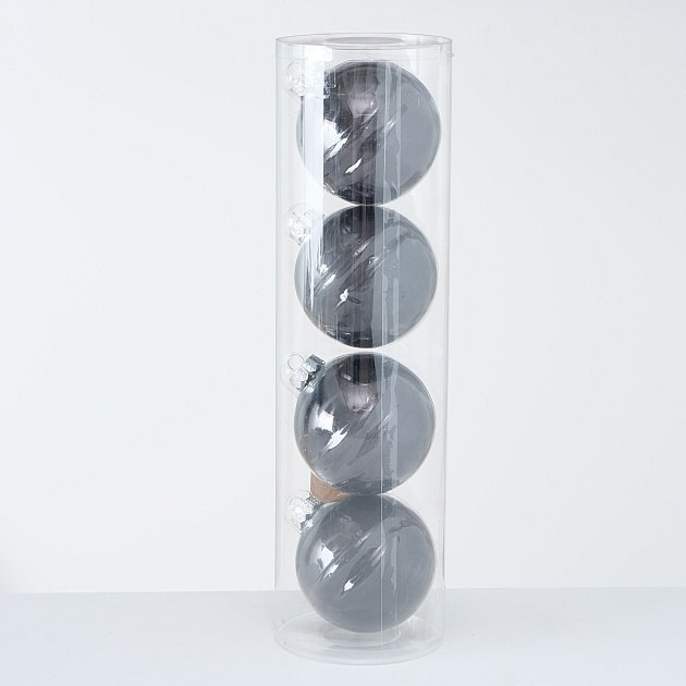 Große Weihnachtskugeln Ø 10 cm, 4 tlg, schwarz 