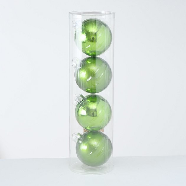 Große Weihnachtskugeln Ø 10 cm, 4 tlg, apfelgrün 