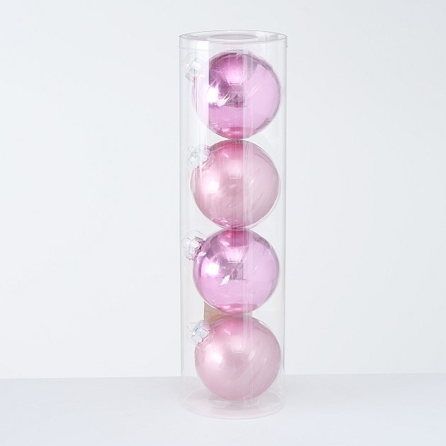 Große Weihnachtskugeln Ø 10 cm, 4 tlg, rosa 