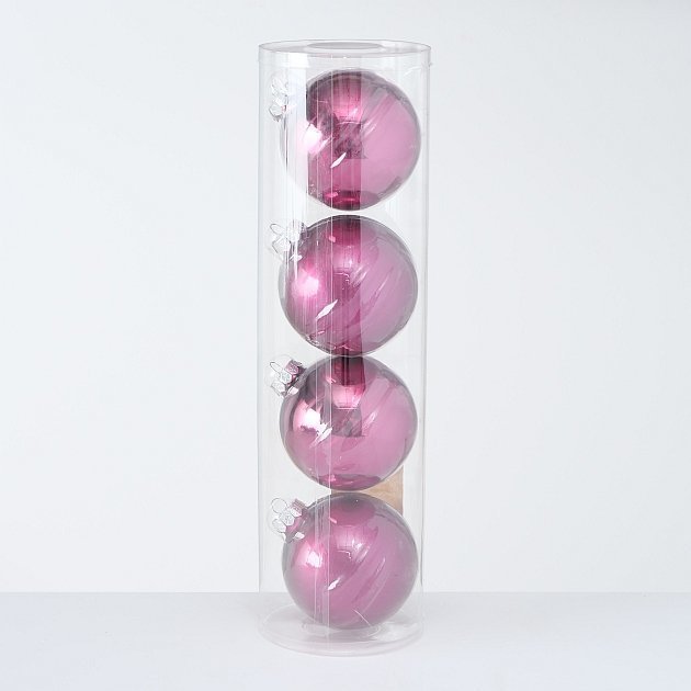 Große Weihnachtskugeln Ø 10 cm, 4 tlg, pink 