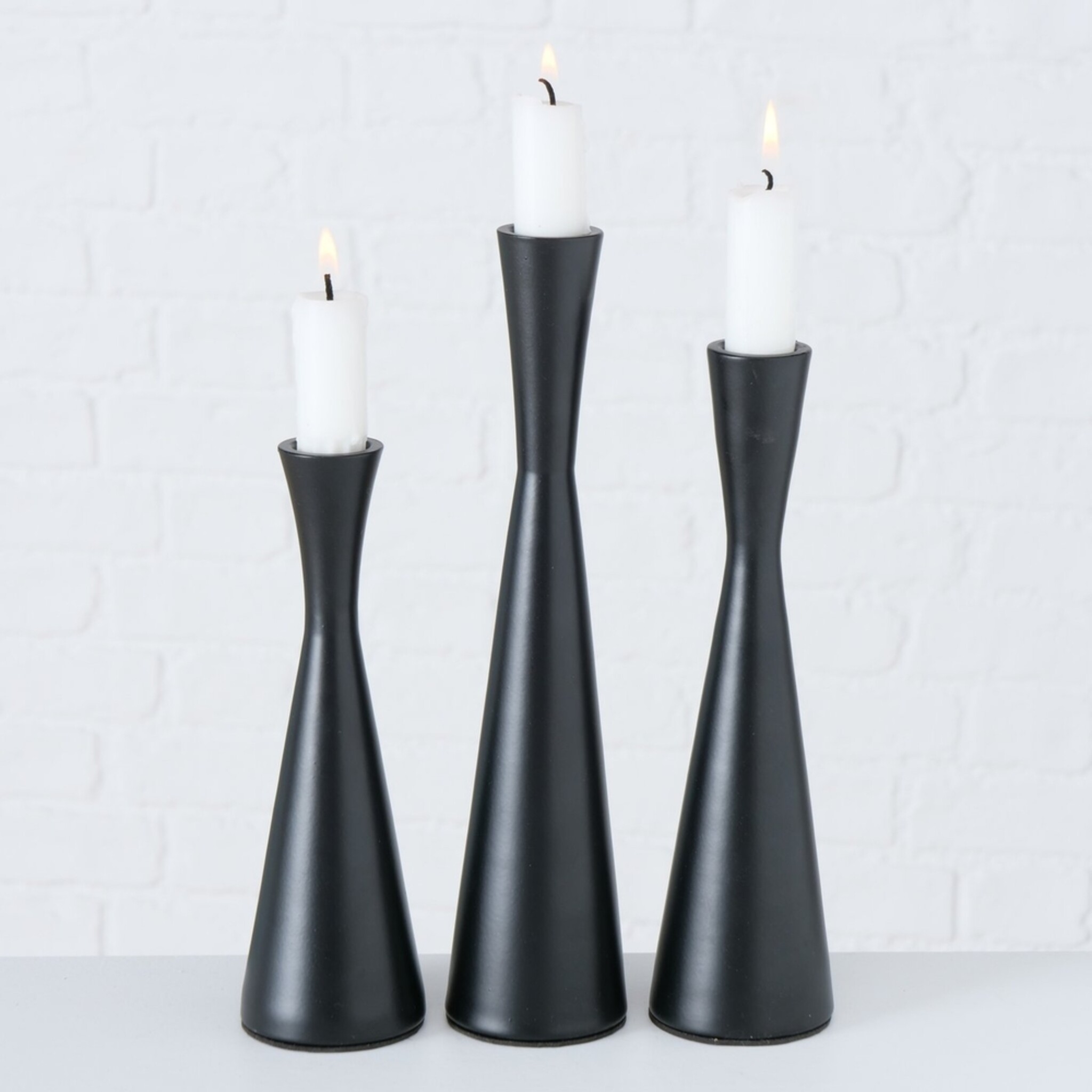 Kerzenleuchter Cone, 3 tlg, schwarz 