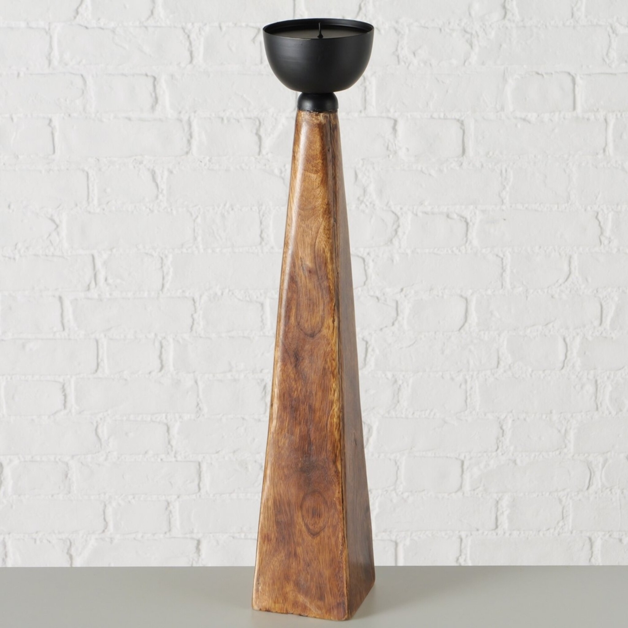 Boltze Kerzenleuchter Kapolo Mangoholz & Eisen, braun 10,5 x 10,5 x 58 cm