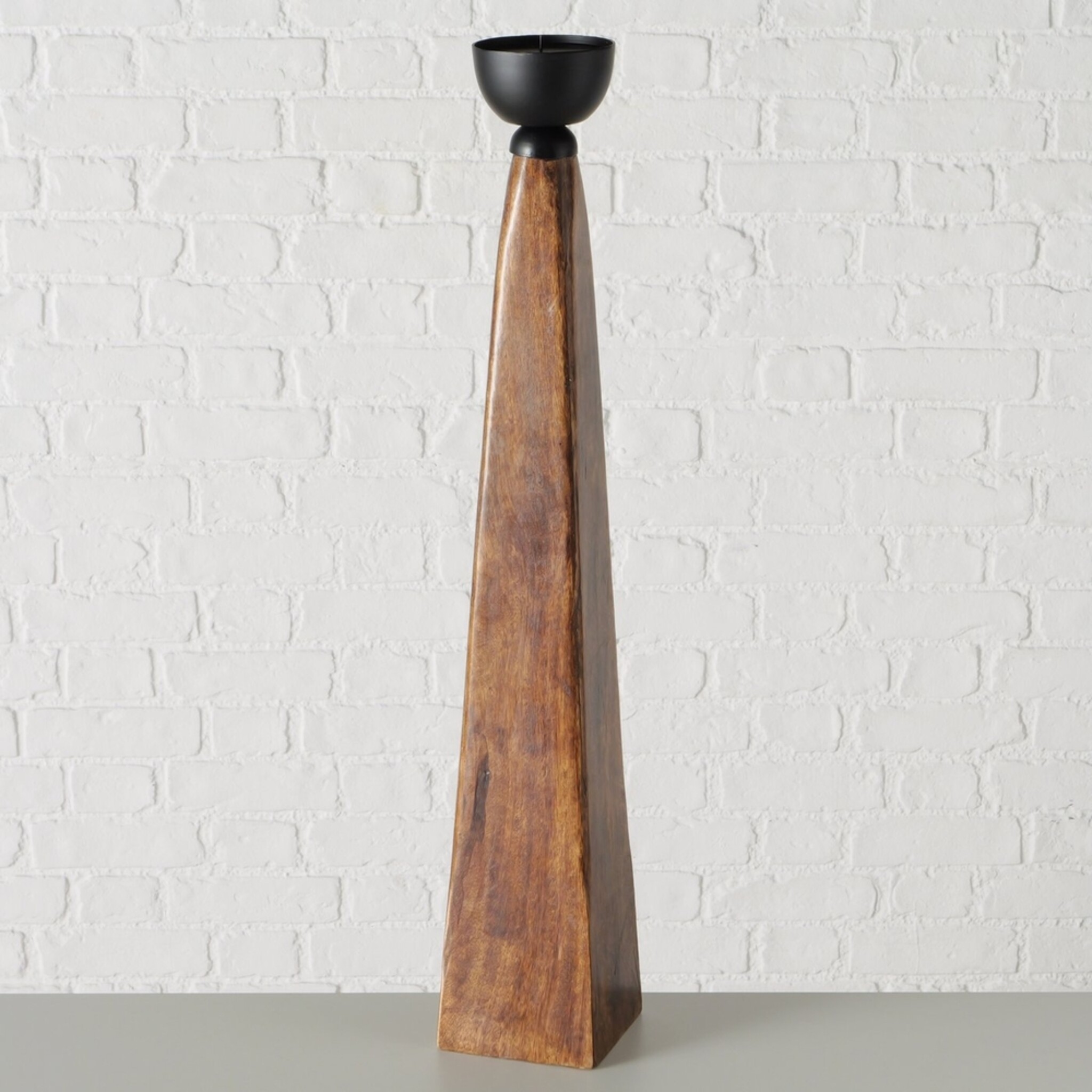 Boltze Kerzenleuchter Kapolo Mangoholz & Eisen, braun 13 x 13 x 78 cm