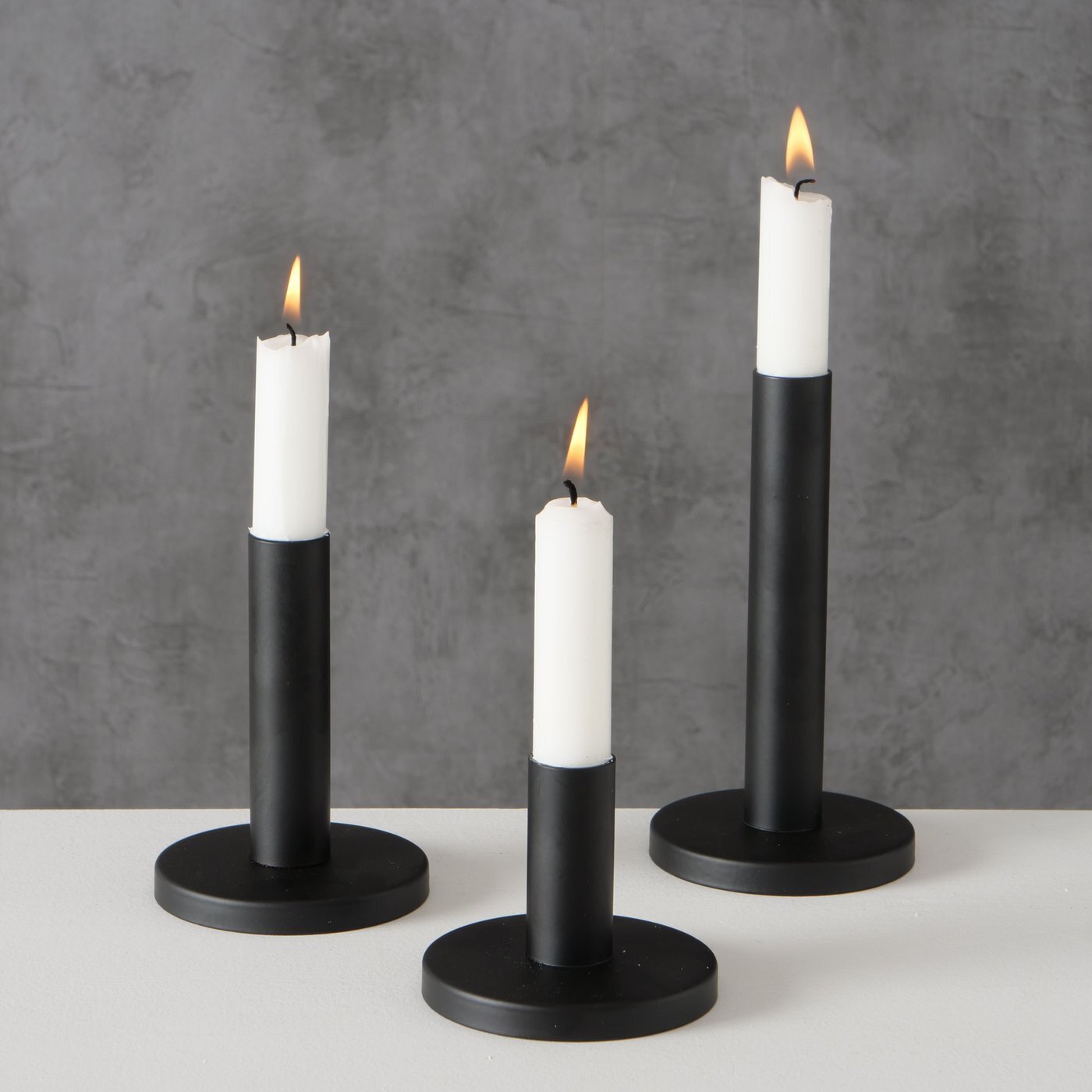 Kerzenleuchter Malko, 3-teilig, schwarz 