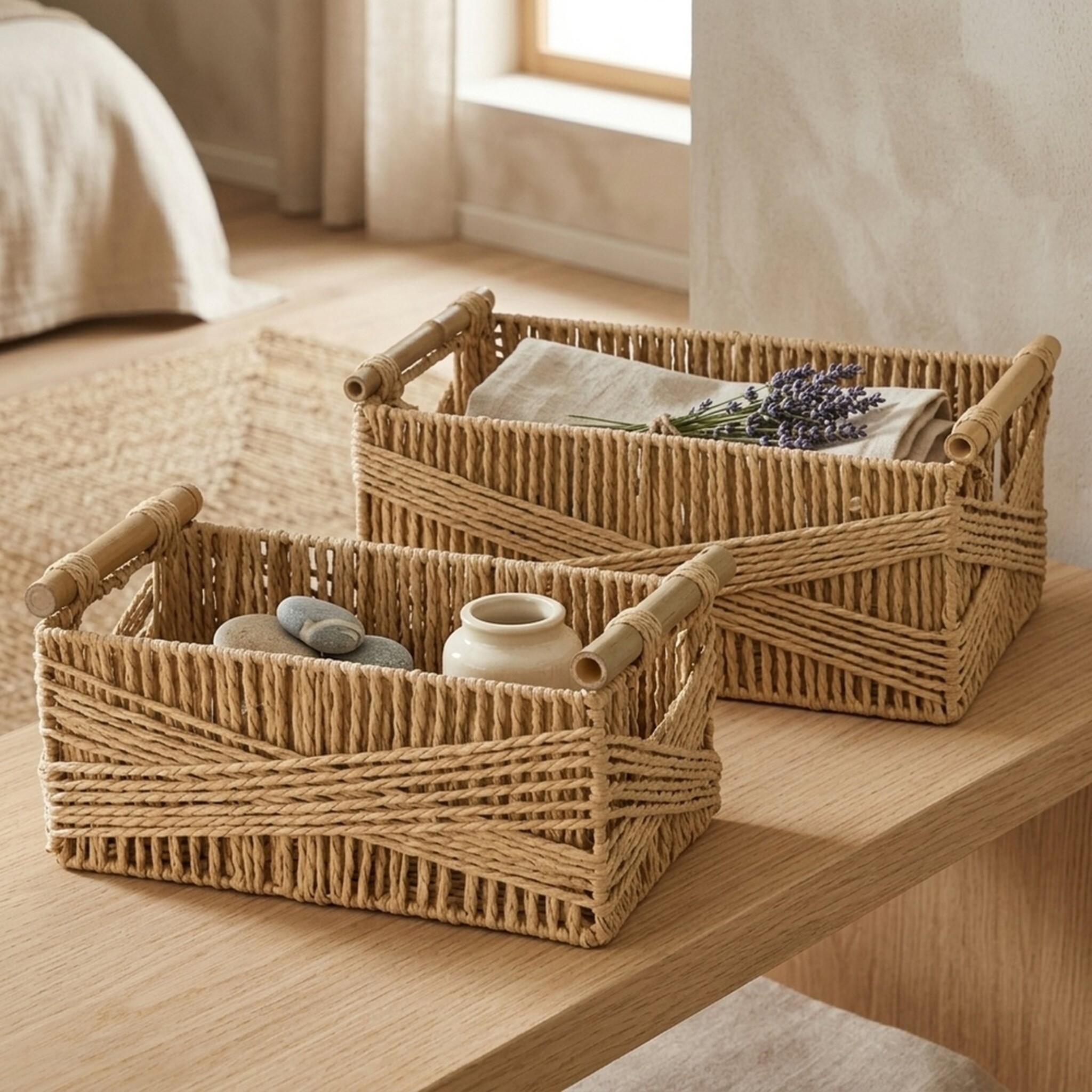 Handgewebter Korb-Set Cesto 2-teilig, natur 