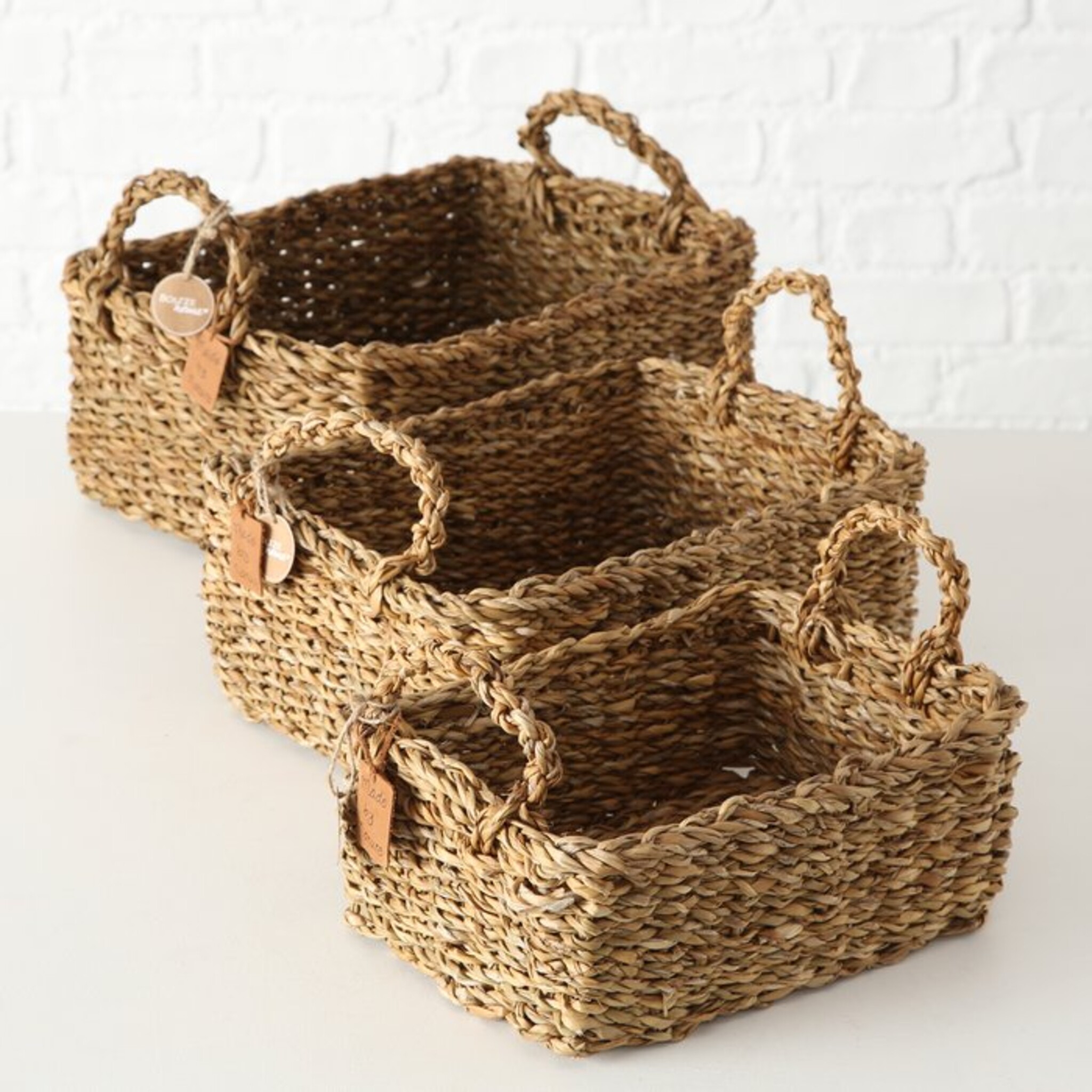 3-teiliges kleines Korbset aus Seegras Sophy, natur 