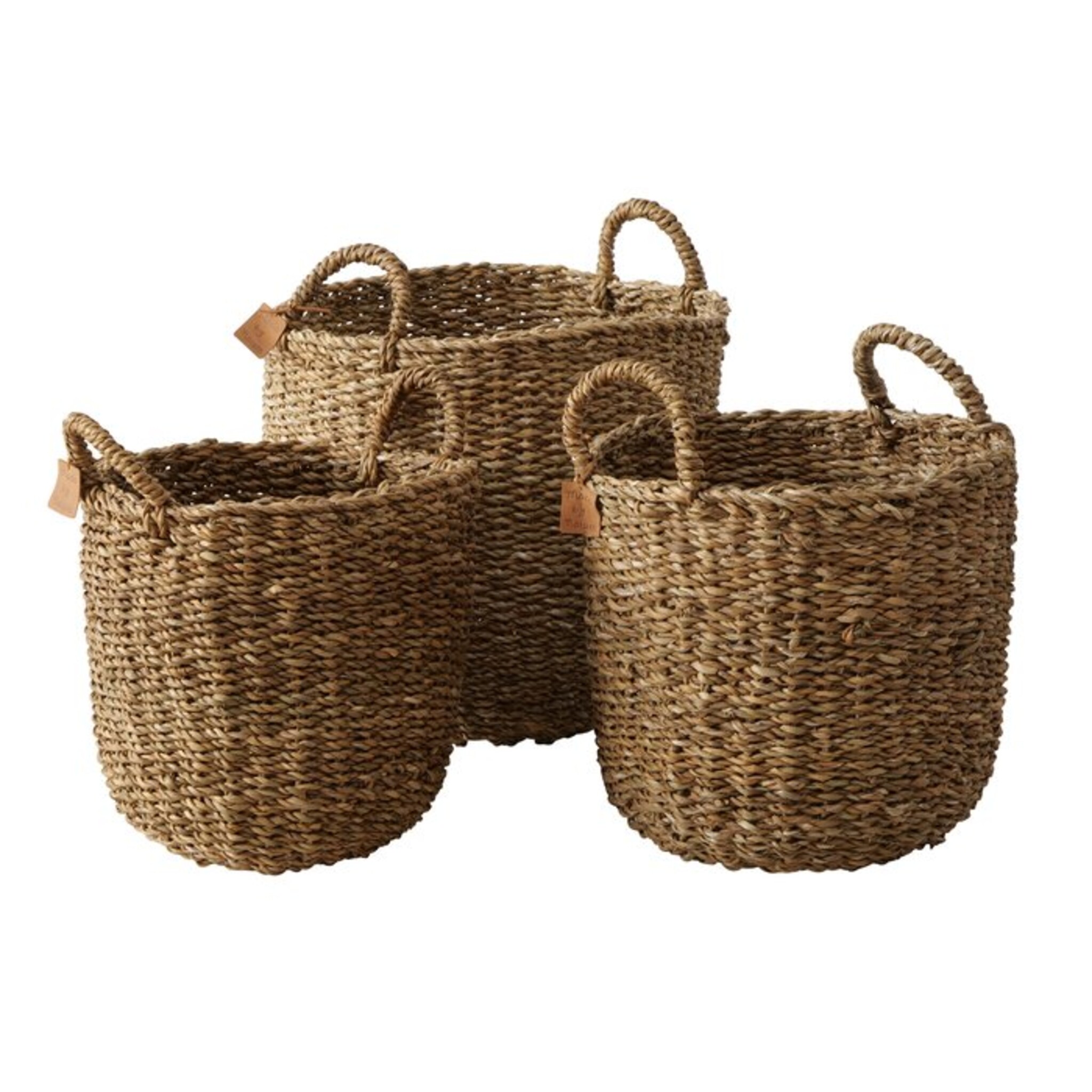 Hohe Seegras Körbe mit Henkel Sophy, 3er Set, natur 