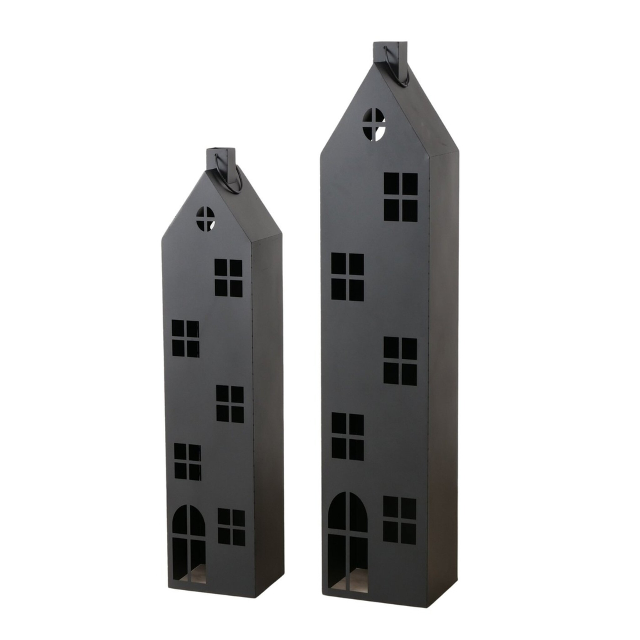 XXL Laterne Alba, 2-teilig, schwarz Ø 25-30 cm, Höhe 120/150 cm