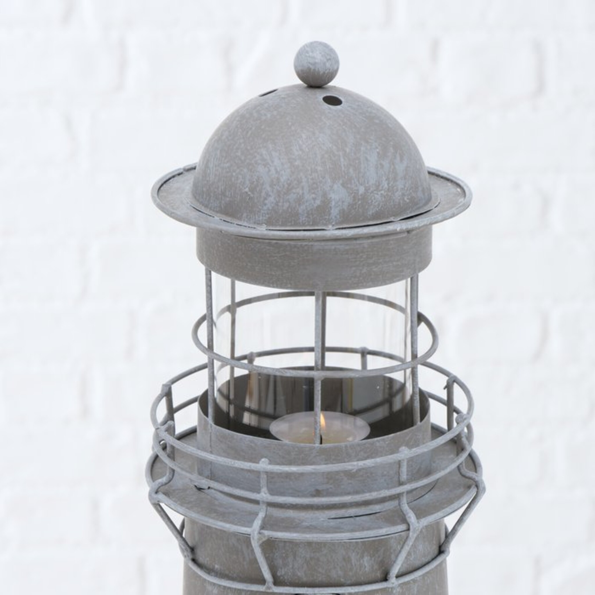 Laterne Leuchtturm, 2er Set, grau 
