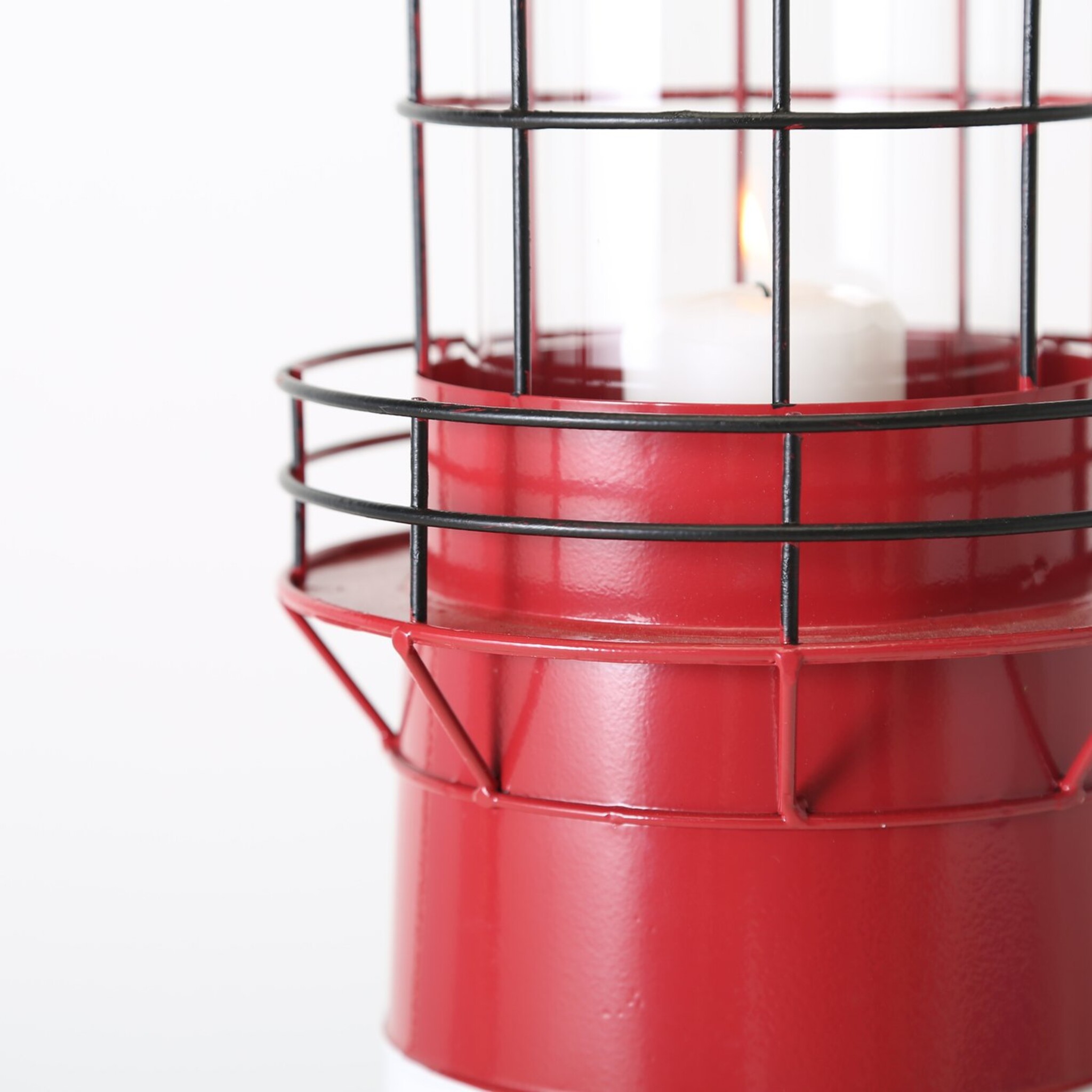 Laterne roter Leuchtturm, 2 tlg, rot 