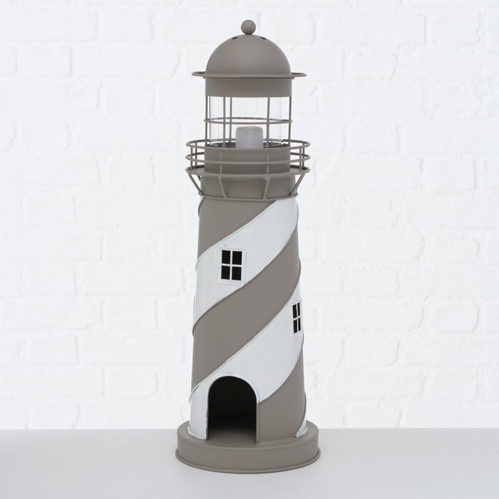 Leuchtturm Laterne Amrum 2er Set, grau, weiss 