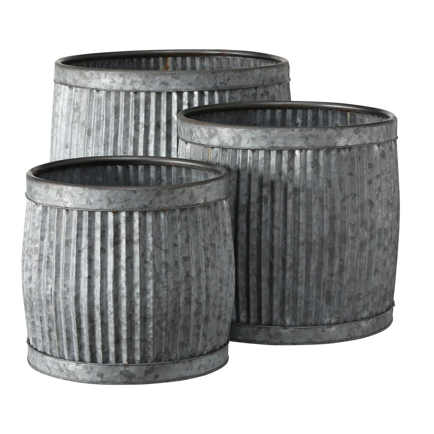Metall Pflanztöpfe Dalia 3er, grau 30-40 cm, Ø 30-45 cm