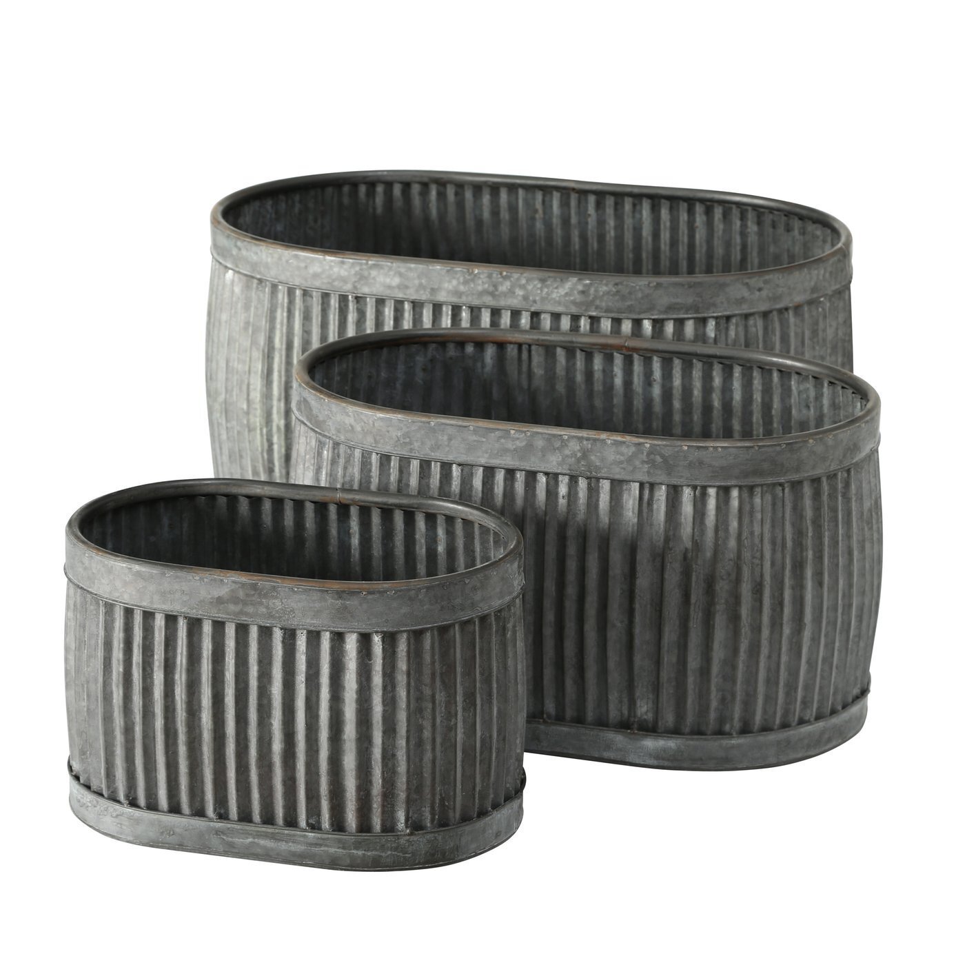Metall Pflanztöpfe Dalia 3er, grau 37-62 x 24-38 x 24-34 cm