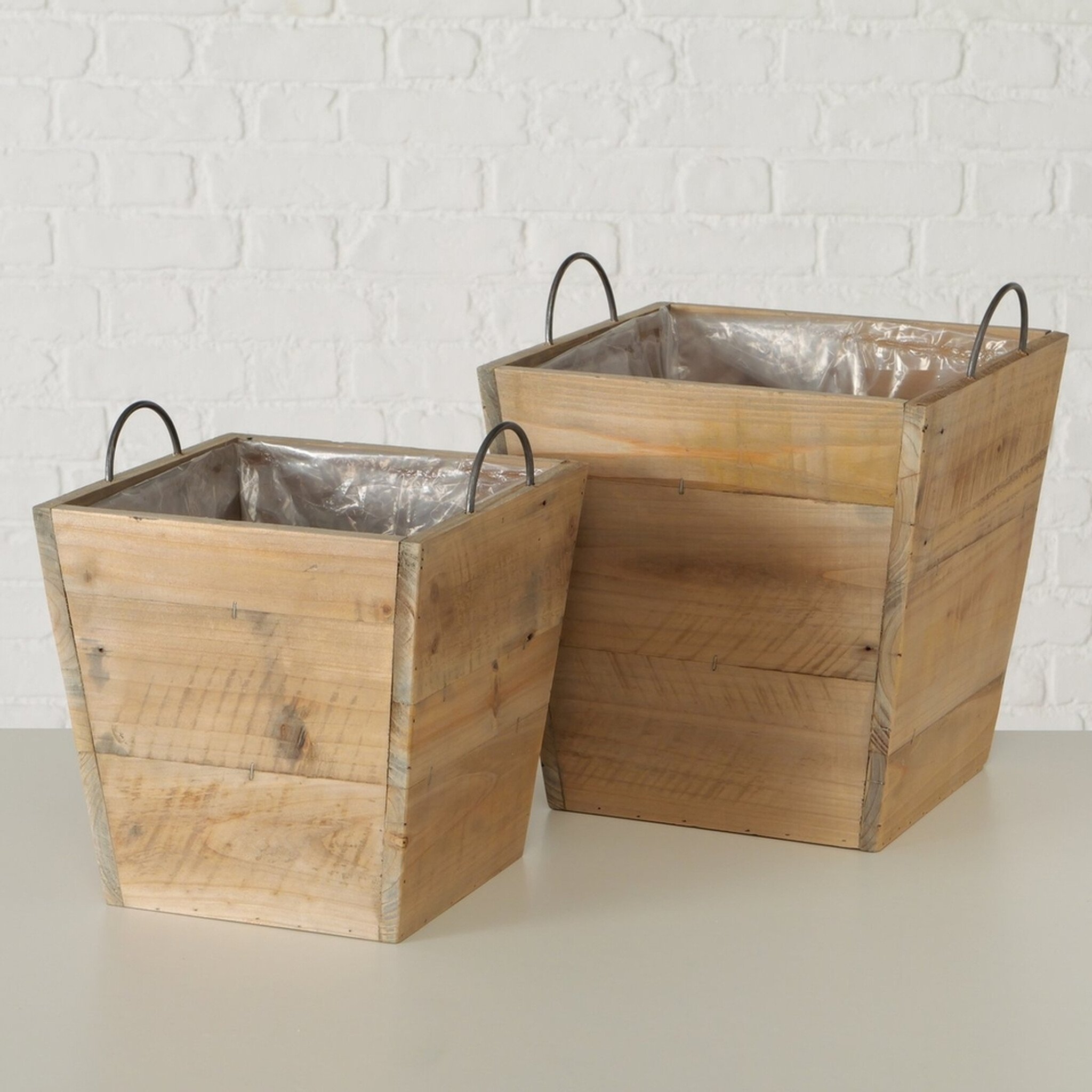 Holz Pflanztopf Medina 2er-Set Natur