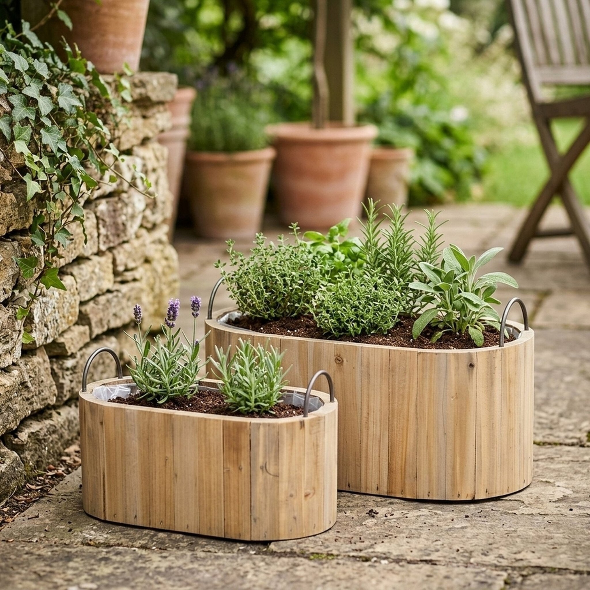 Boltze Pflanztopf Terrano 2er-Set Natur