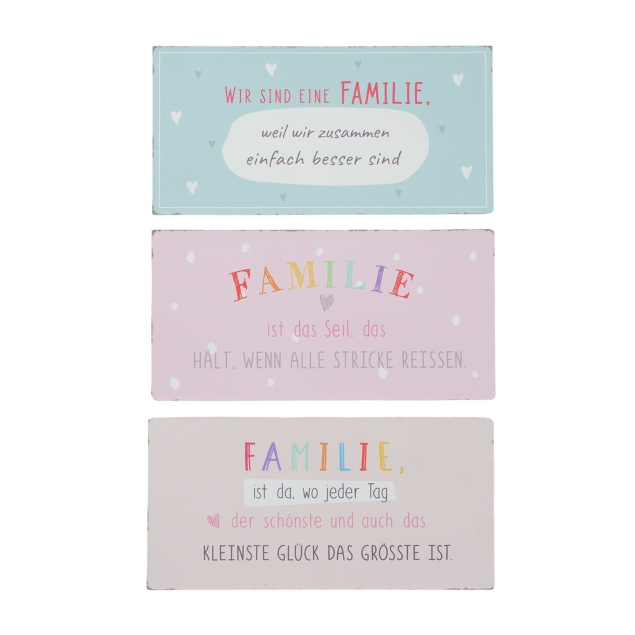 Schild Familie, 3er Set, grau 