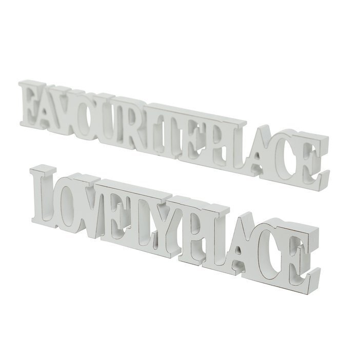 Schriftzug Place 2er Set, weiss 