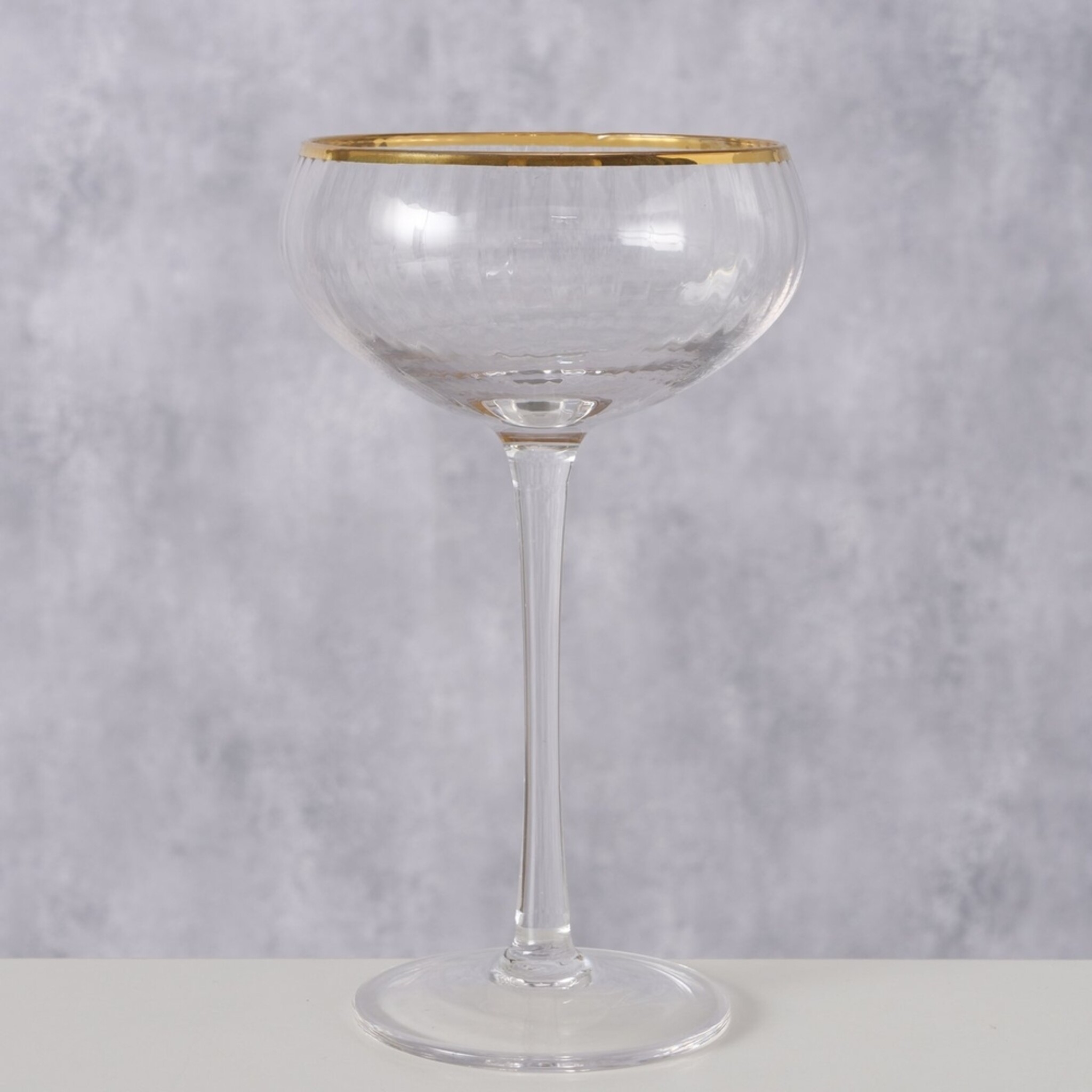 Sektglas Sofia flach, mit Goldrand, klar 