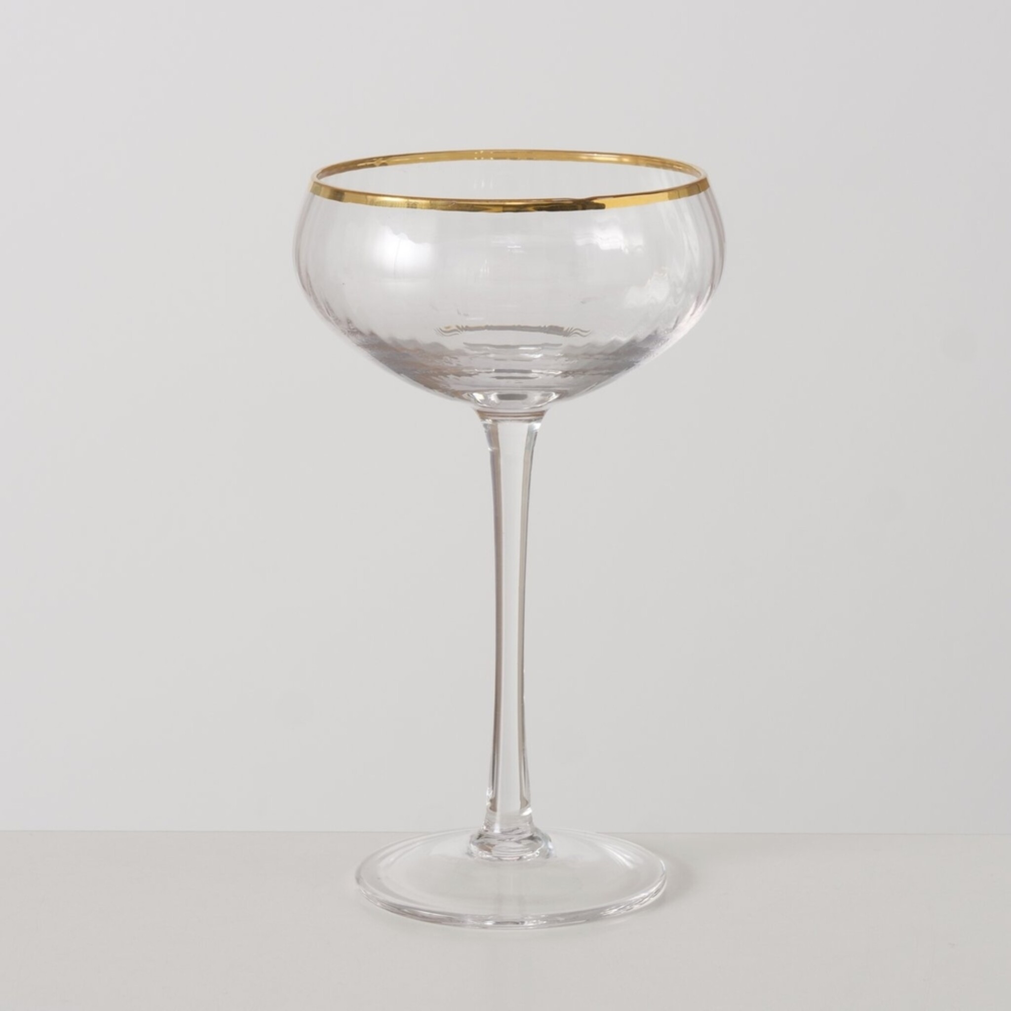 Sektglas Sofia flach, mit Goldrand, klar 