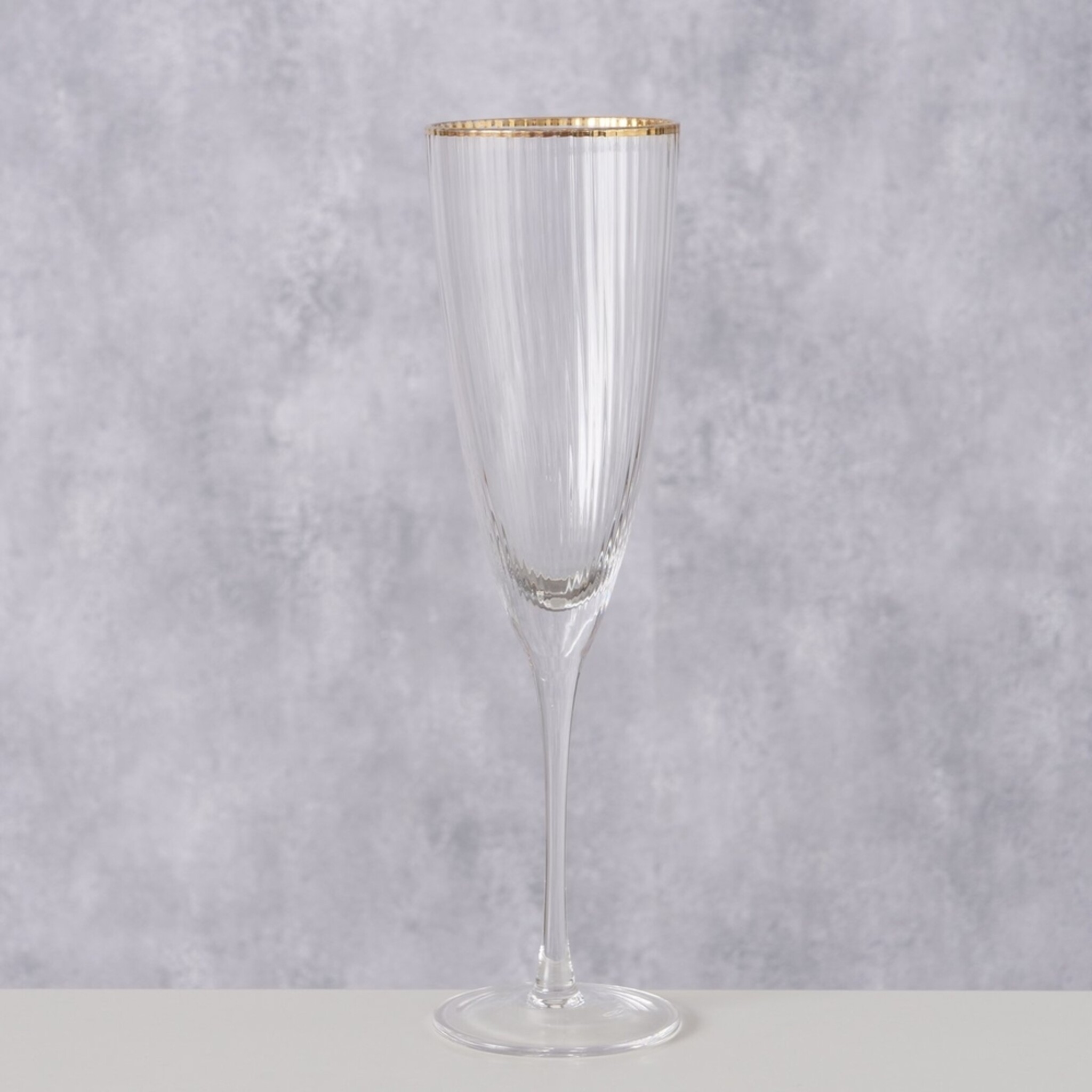 Sektglas Sofia lang mit Goldrand, klar 
