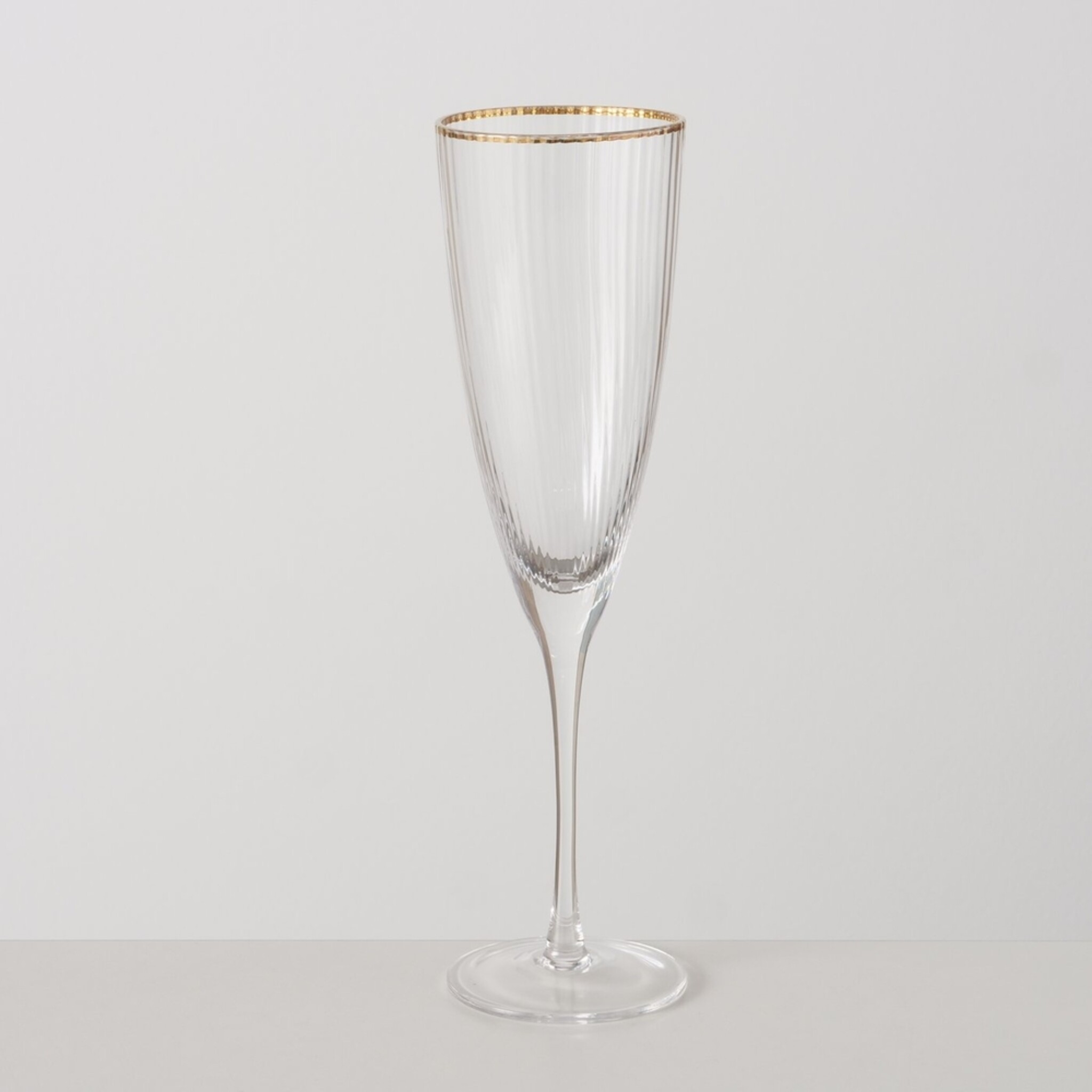 Sektglas Sofia lang mit Goldrand, klar 