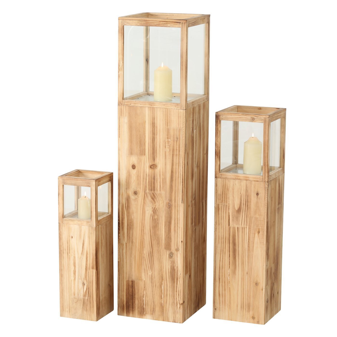 Stand Windlicht Elba 3er, natur 