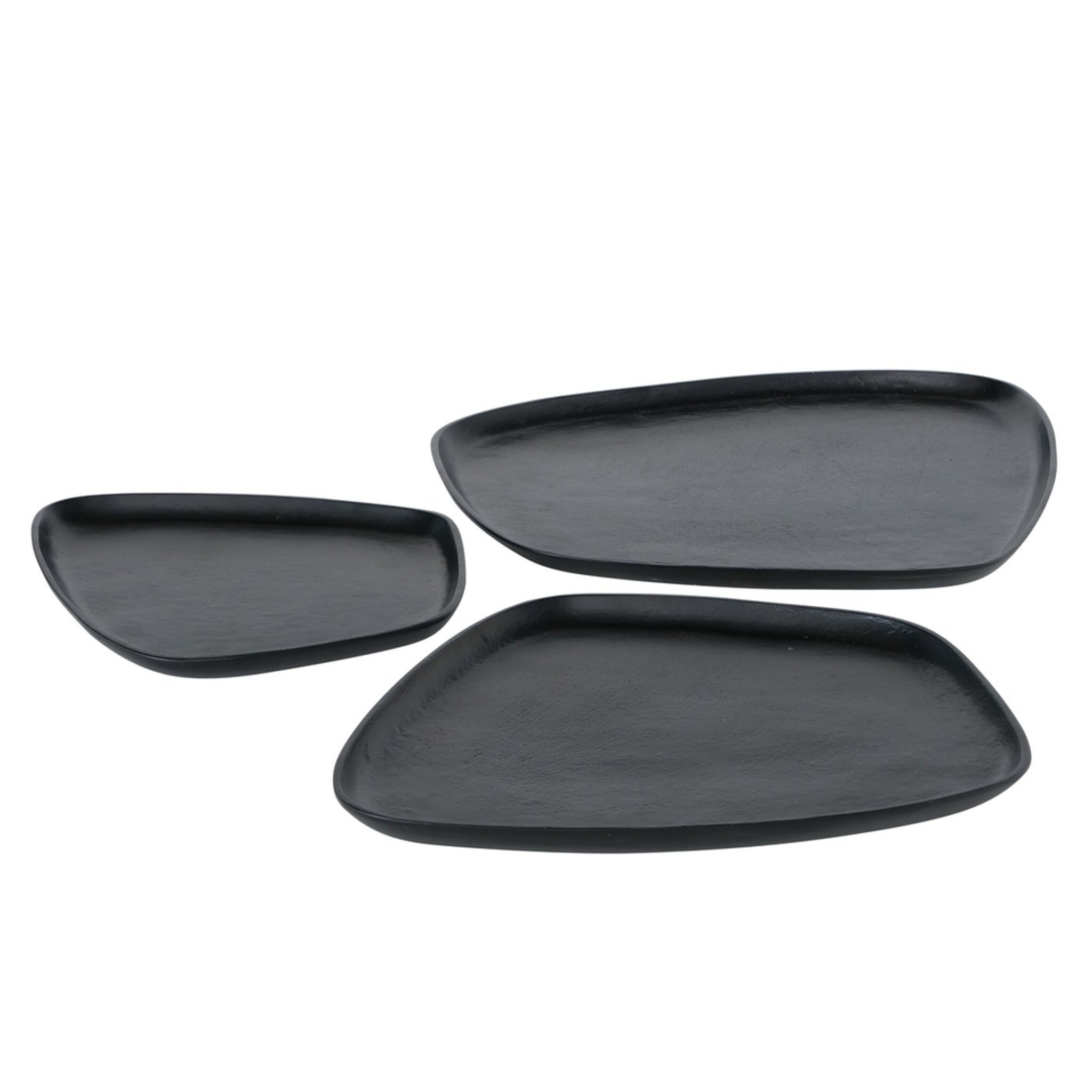 Boltze Tablett Marlisa 3-teiliges Set Schwarz Matt, schwarz 