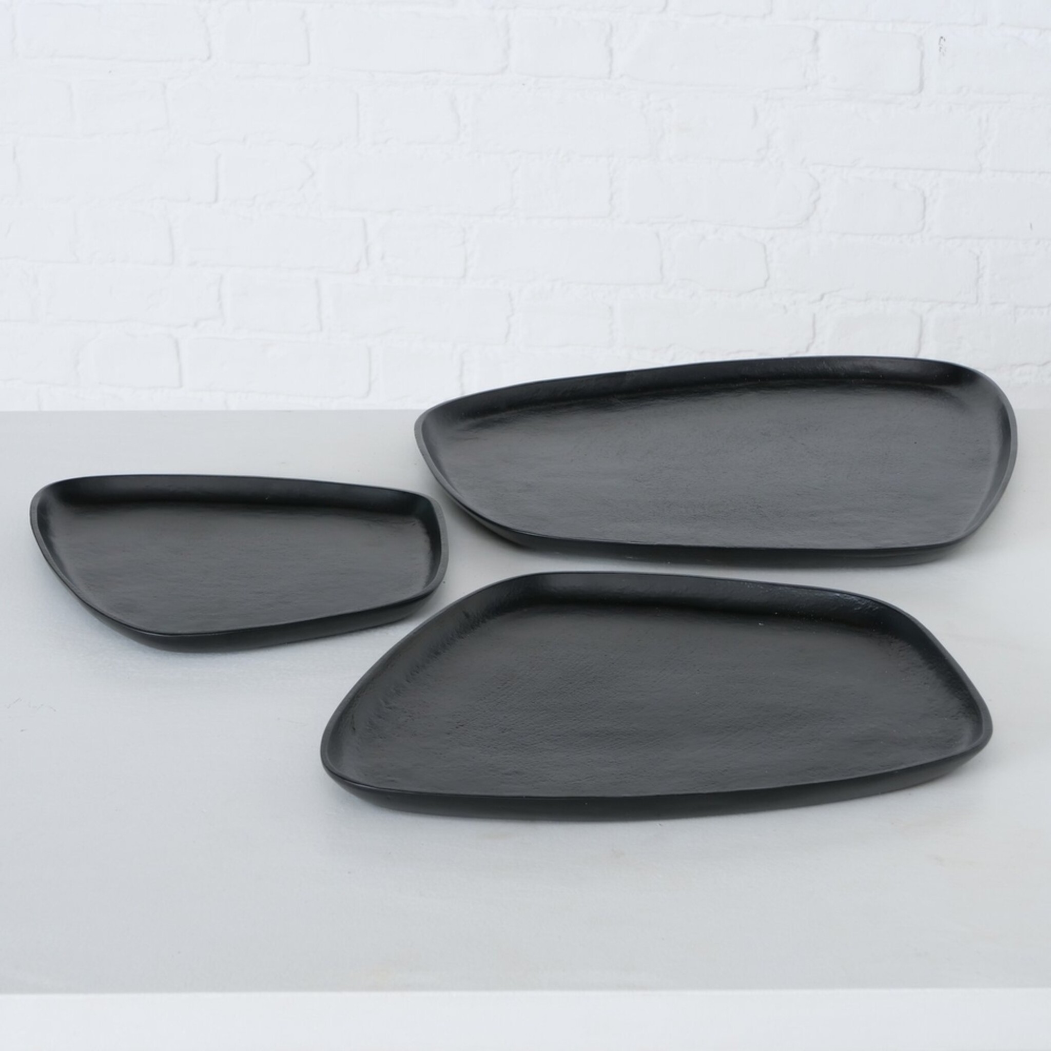 Boltze Tablett Marlisa 3-teiliges Set Schwarz Matt, schwarz 