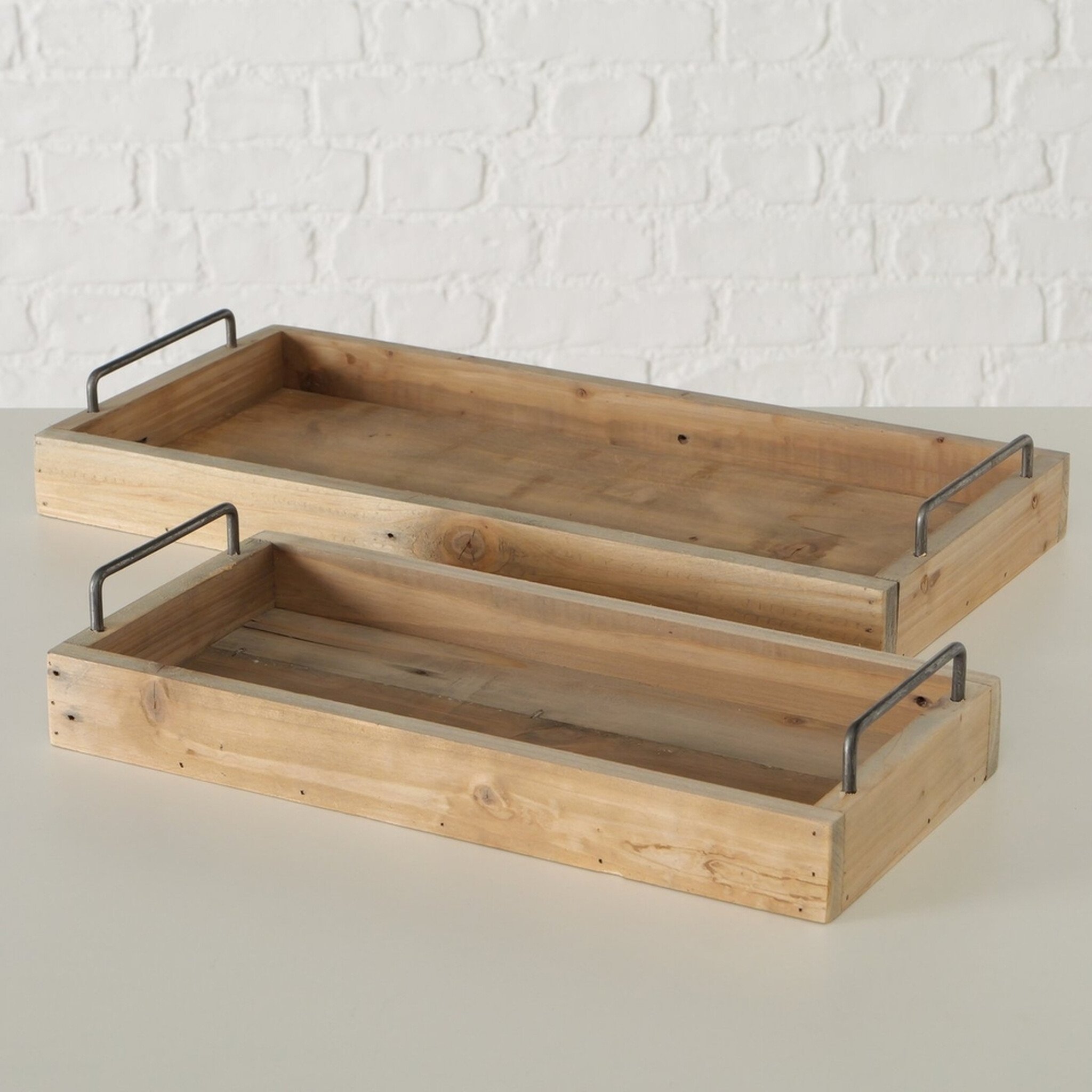 Tablett-Set Medina aus Holz und Metall 2-teilig