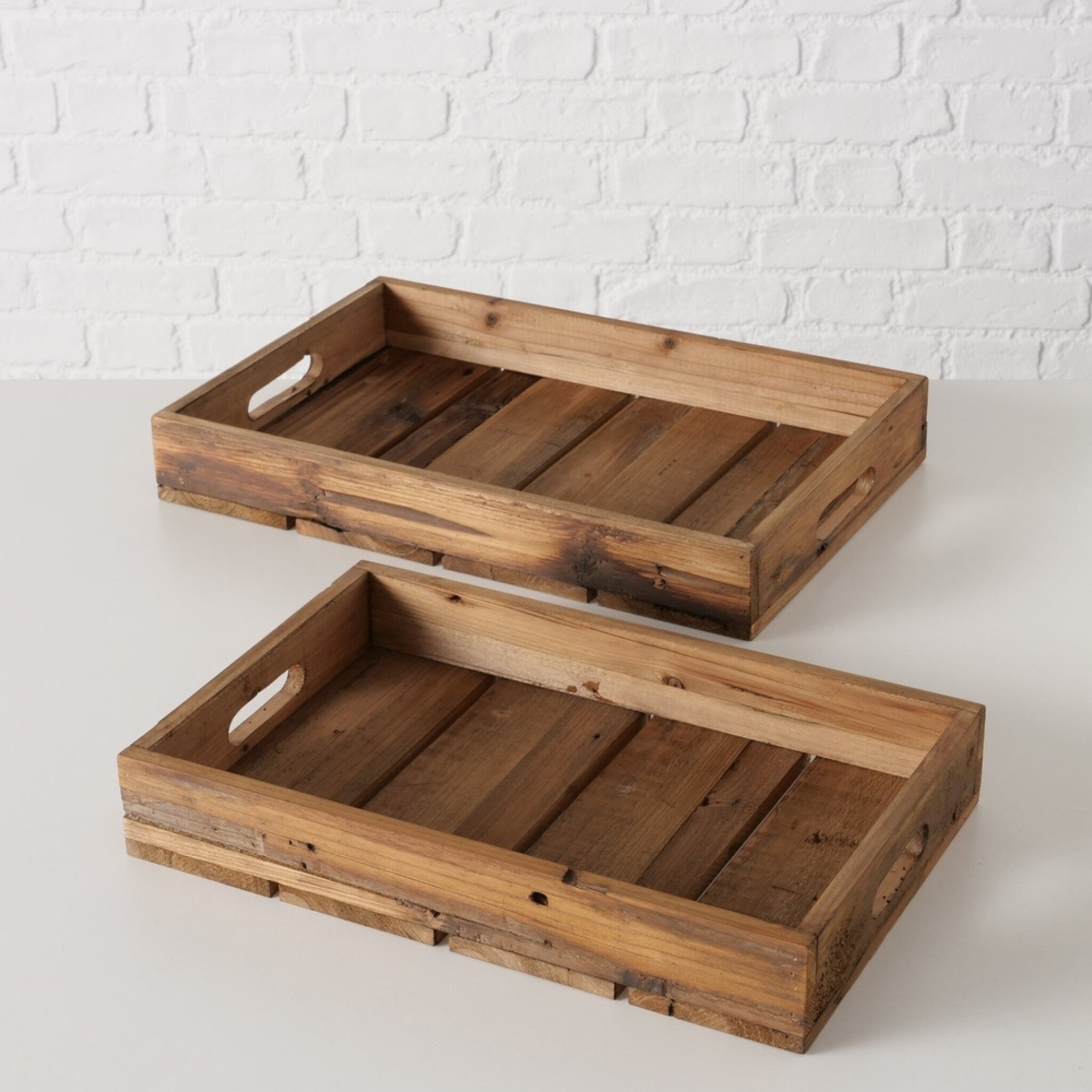 Tablett Umbria 2er-Set, dunkelbraun 