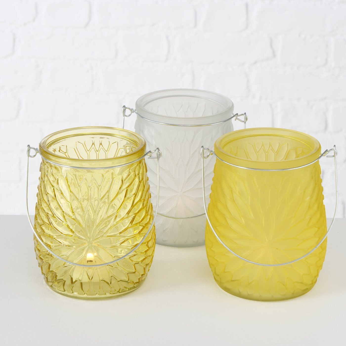 Teelichthalter Teelichtglas Mela 3er Set, gelb 