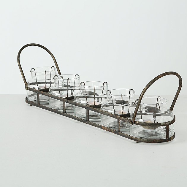 Teelichthalter Zuma Eisen, braun 64 x 14 x 13 cm