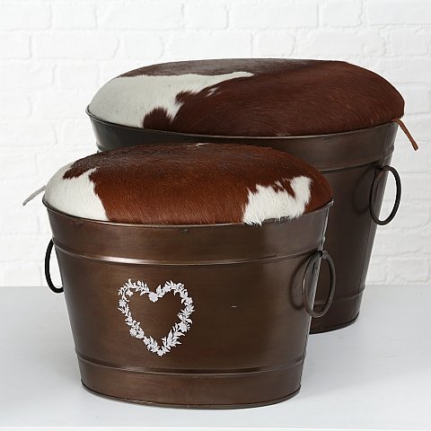 Truhe Berta 2er Set, dunkelbraun 