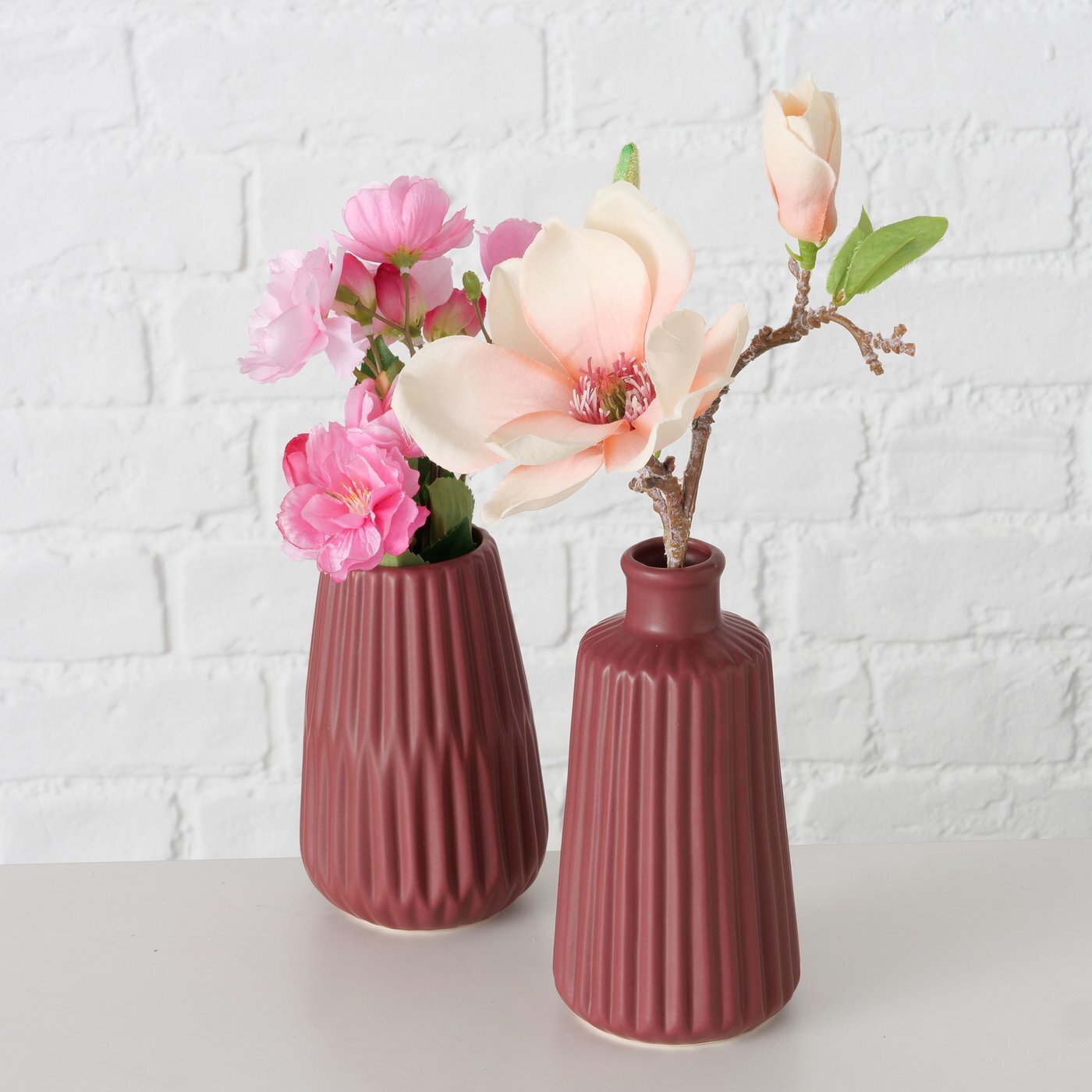 Vase Esko 2er-Set, dunkelrot 