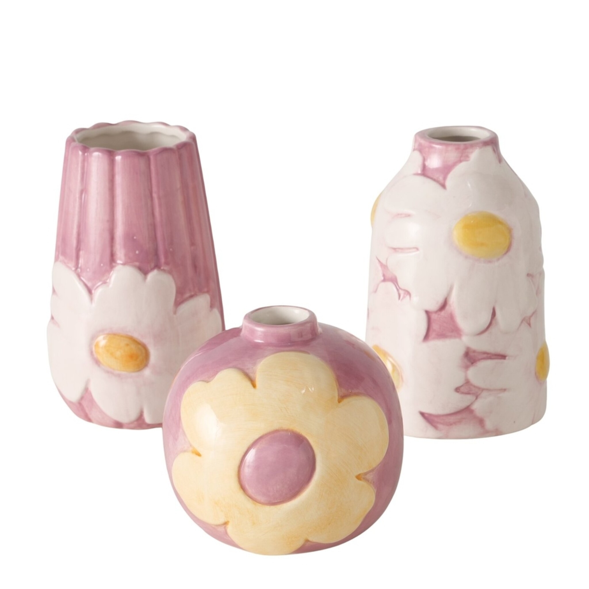Vase Flores, 3er Set, pink 