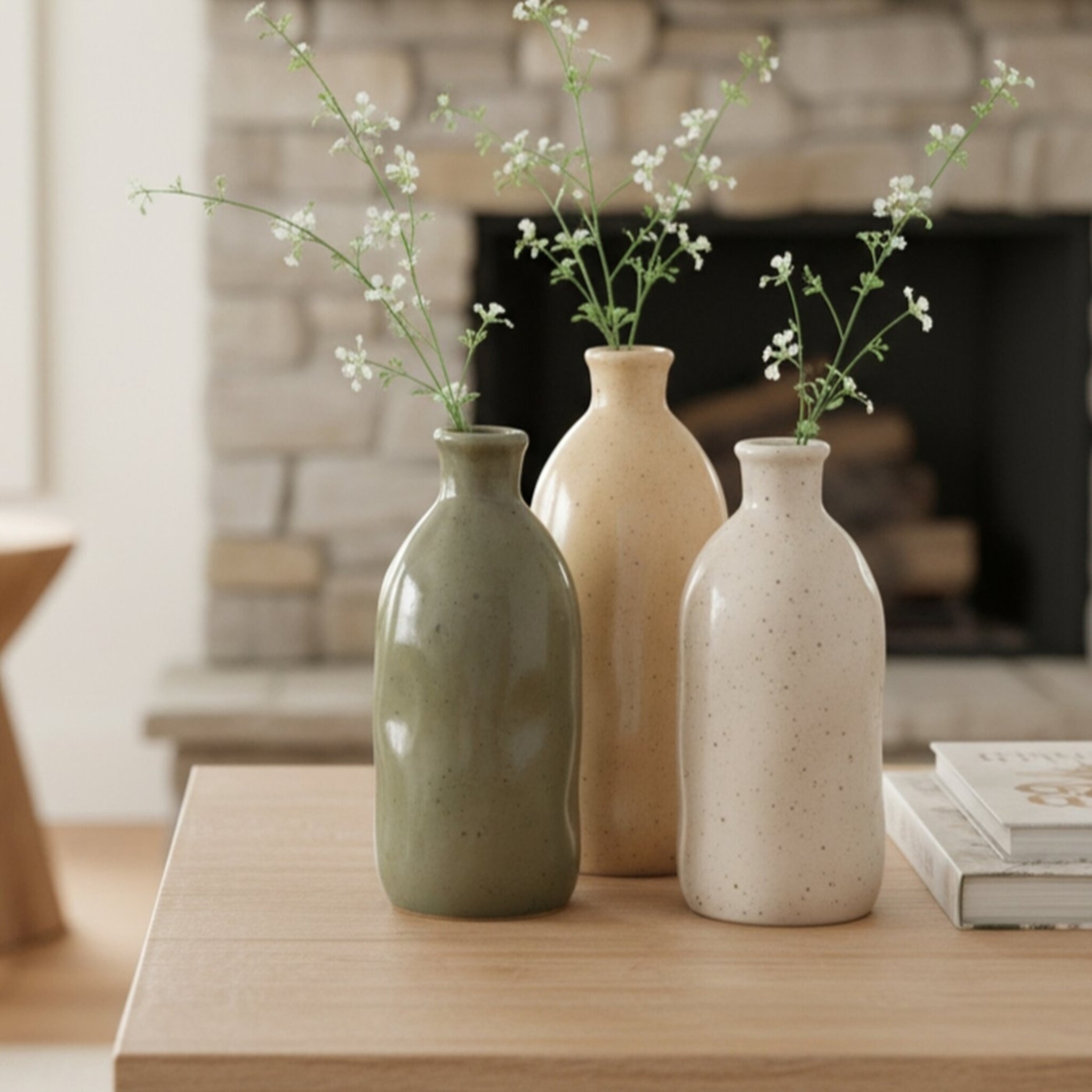 Vase Mylana, 3er Set, beige 