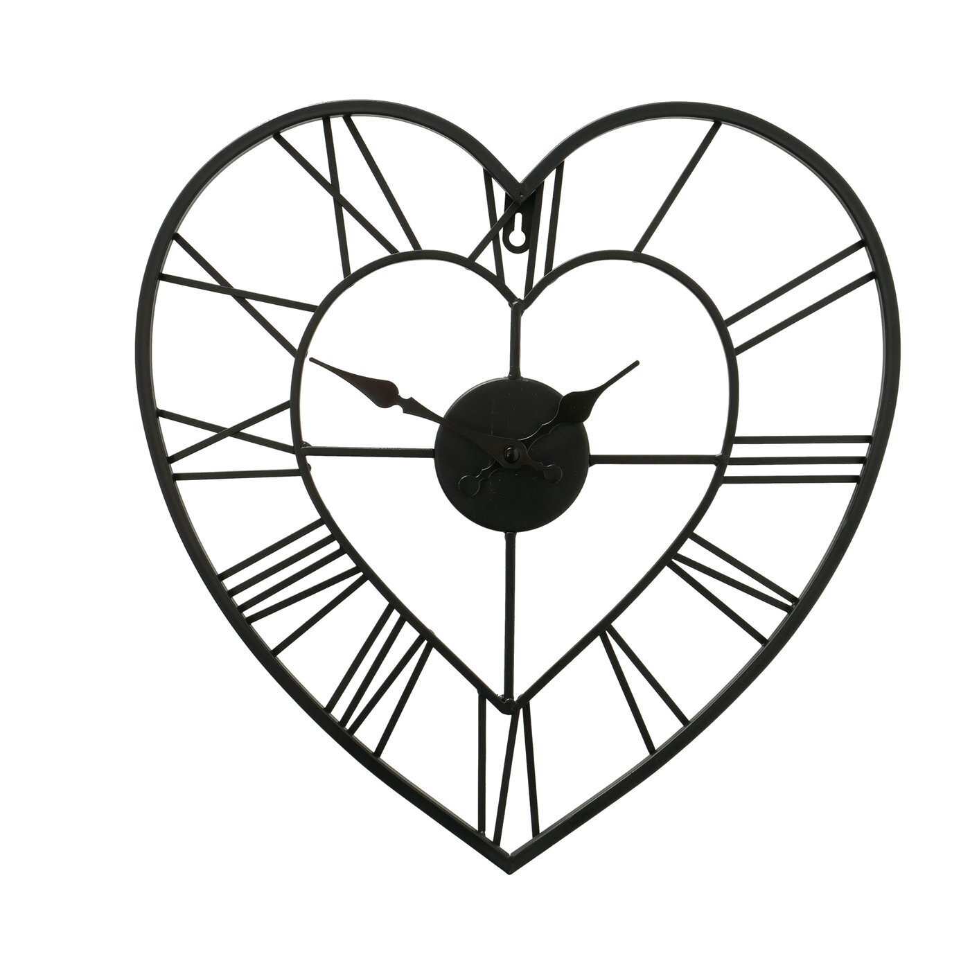 Wanduhr Herz, schwarz 