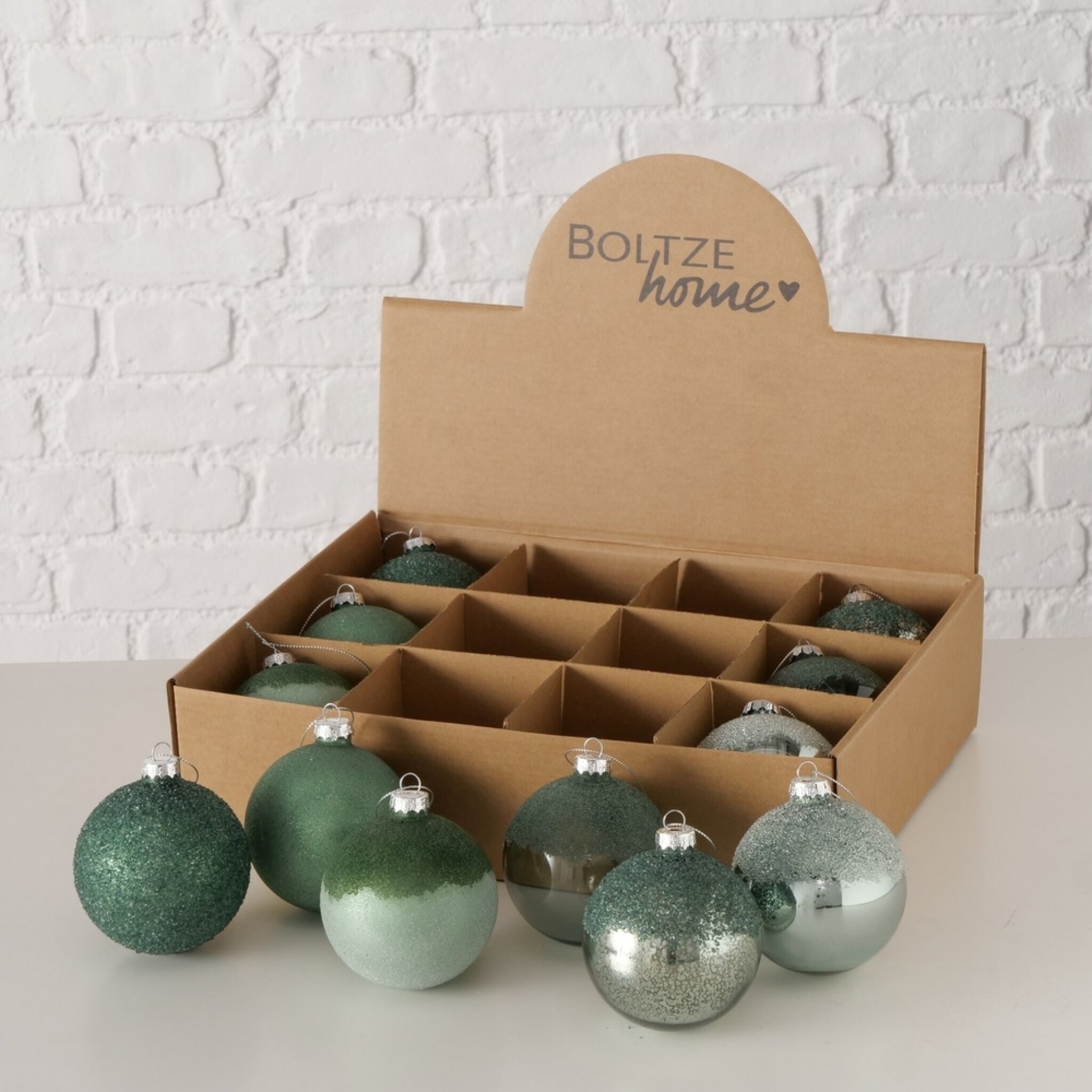 Weihnachtskugel Velia 12er-Set, grün 