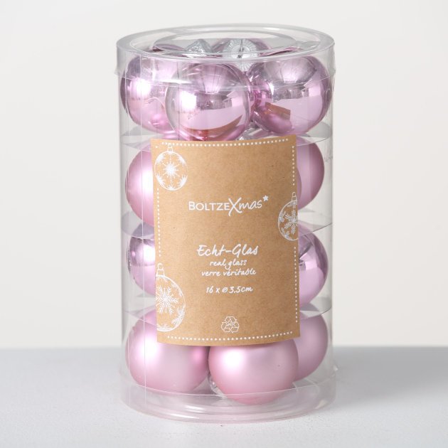 Weihnachtskugeln Ø 4 cm, 16 tlg, rosa 