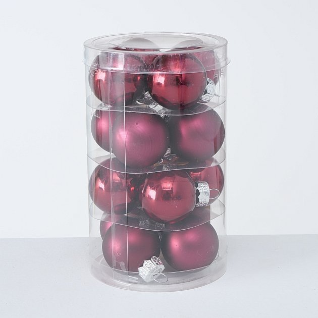 Weihnachtskugeln Ø 4 cm, 16 tlg, weinrot 