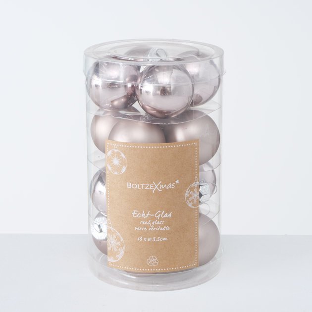 Weihnachtskugeln Ø 4 cm, 16 tlg, taupe 